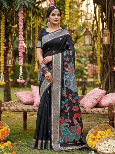 UTSAV by SHREE SHYAM FASHION fancy designer Soft LINEN COTTON fabric saree wholesale with Fancy latkan