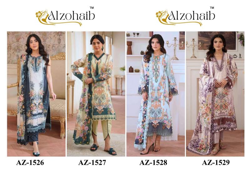 Al zohaib 1526-1529  Kurti Pant With Dupatta wholesale market in Hyderabad