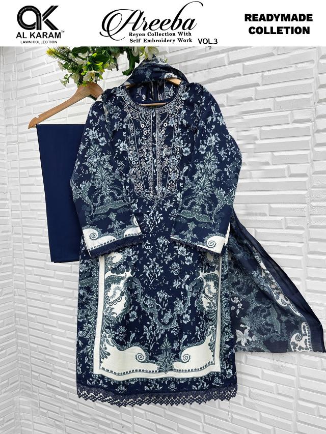 Alkaram Areeba Vol-3 – Pakistani Readymade Kurti Pant With Dupatta - Wholesale Catalog