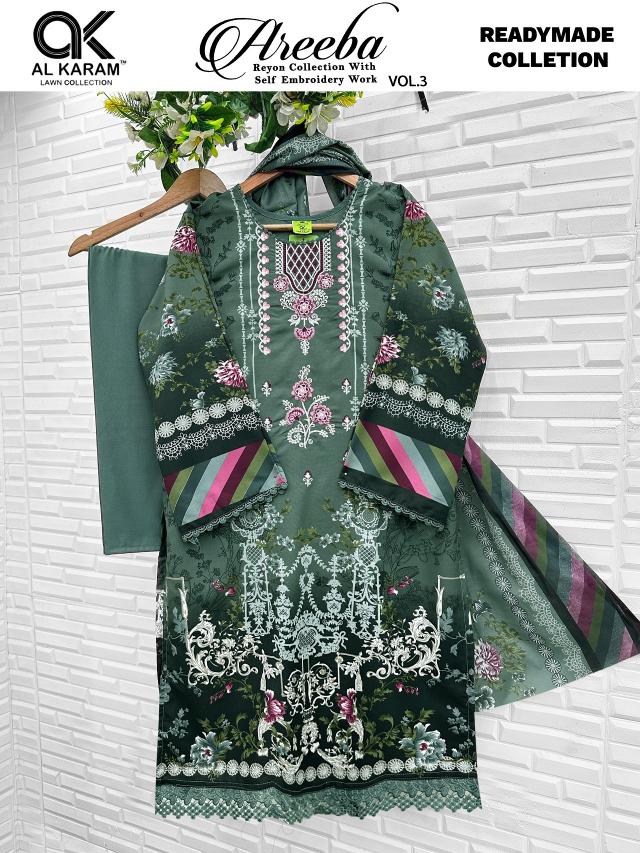 Alkaram Areeba Vol-3 – Pakistani Readymade Kurti Pant With Dupatta - Wholesale Catalog