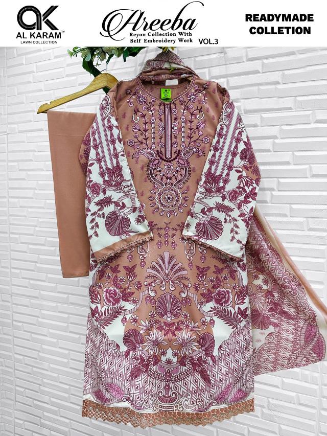 Alkaram Areeba Vol-3 – Pakistani Readymade Kurti Pant With Dupatta - Wholesale Catalog