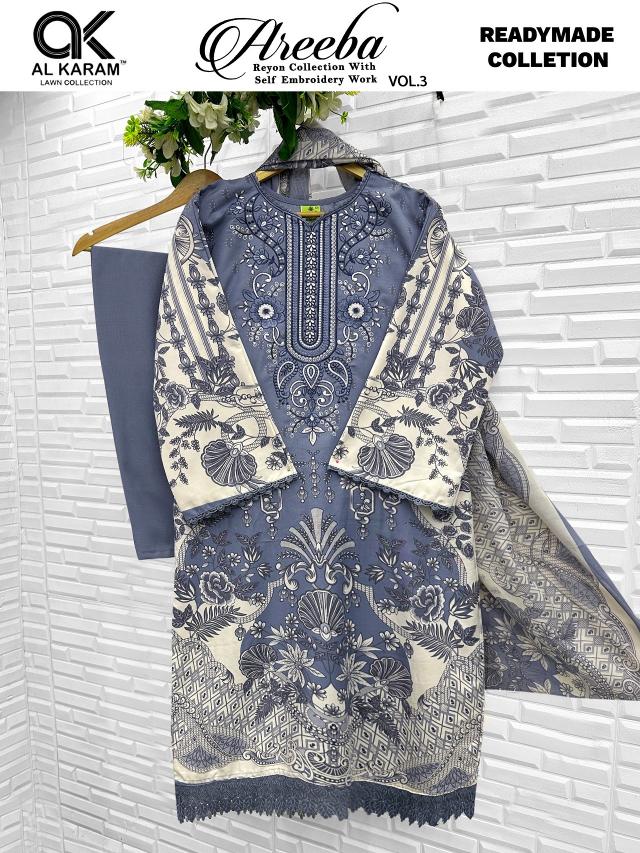 Alkaram Areeba Vol-3 – Pakistani Readymade Kurti Pant With Dupatta - Wholesale Catalog