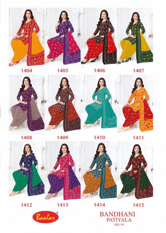 Baalar Bandhani Patiyala Vol-14 – Dress Material - Wholesale Catalog
