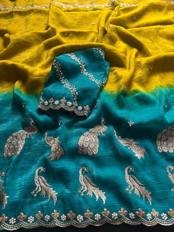 Dazira Crunchy chiffon crush Saree manufacturers and wholesalers in Bangalore