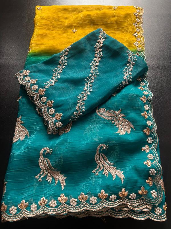 Dazira Crunchy chiffon crush Saree manufacturers and wholesalers in Bangalore