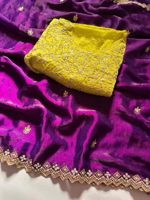 Dazira Crunchy chiffon crush silk Sangeet saree manufacturers in Bangalore