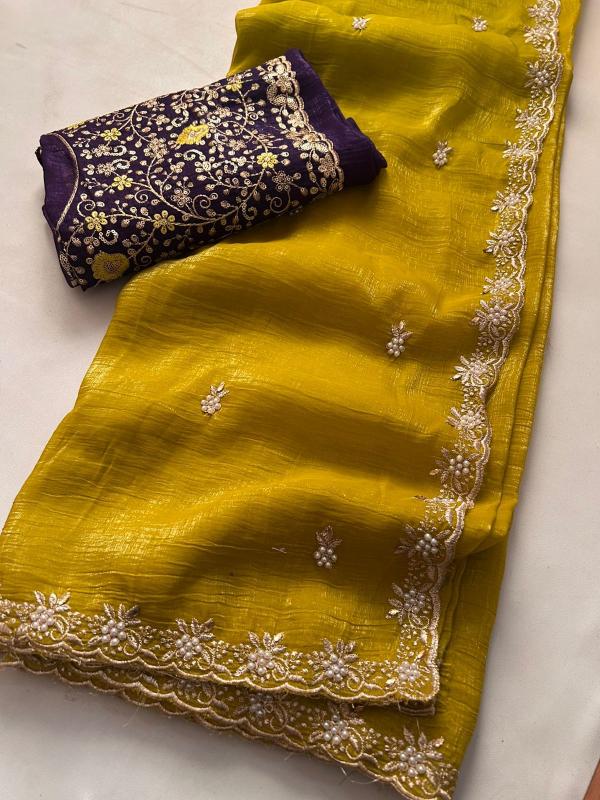 Dazira Crunchy chiffon crush silk Wholesale saree dealers in Bangalore