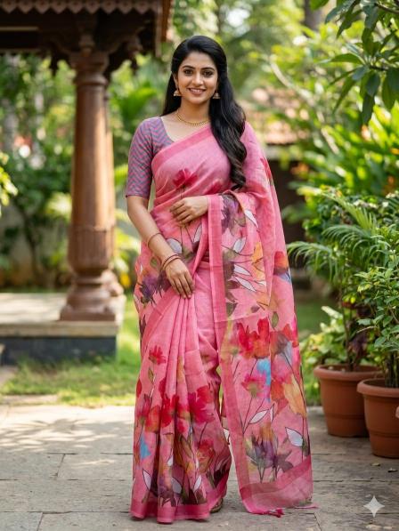 Dazira Linen Digital Print Wholesale saree suppliers in Mumbai