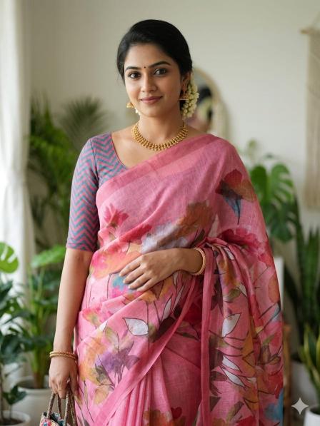 Dazira Linen Digital Print Wholesale saree suppliers in Mumbai