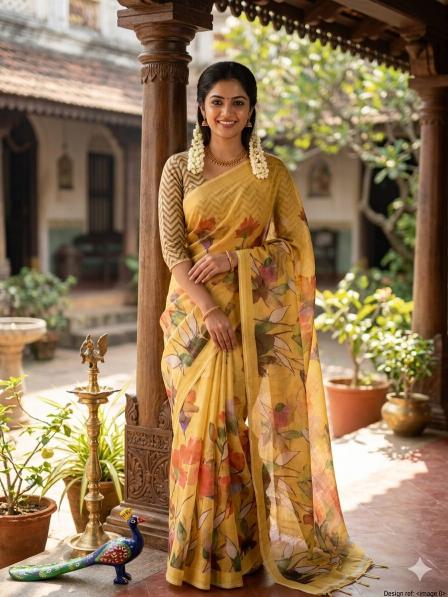 Dazira Linen Digital Print Wholesale saree suppliers in Mumbai