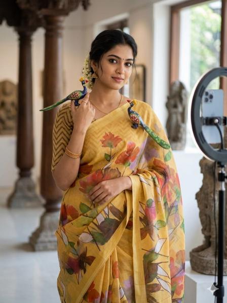 Dazira Linen Digital Print Wholesale saree suppliers in Mumbai