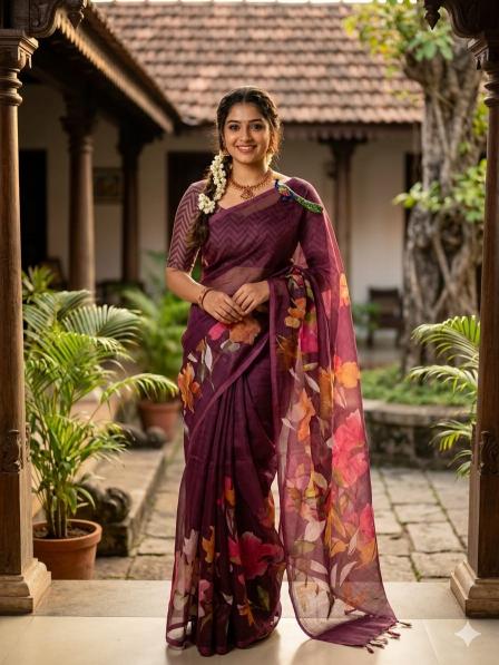 Dazira Linen Digital Print Wholesale saree suppliers in Mumbai
