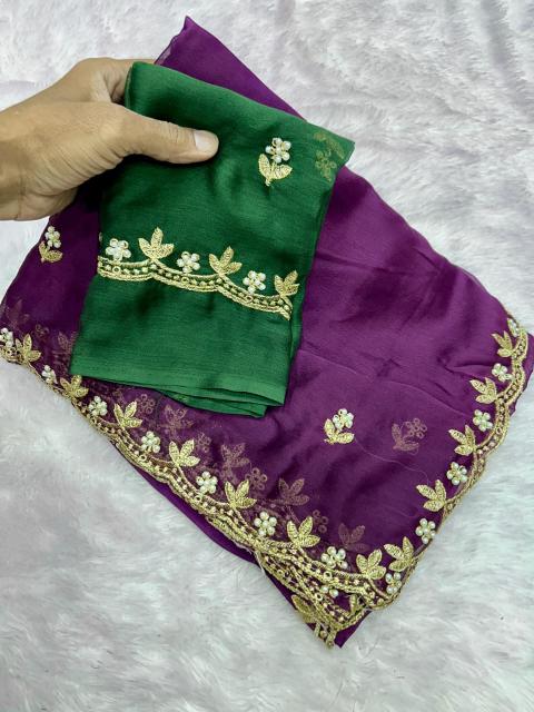 Dazira Moss Chiffon Mumbai saree market