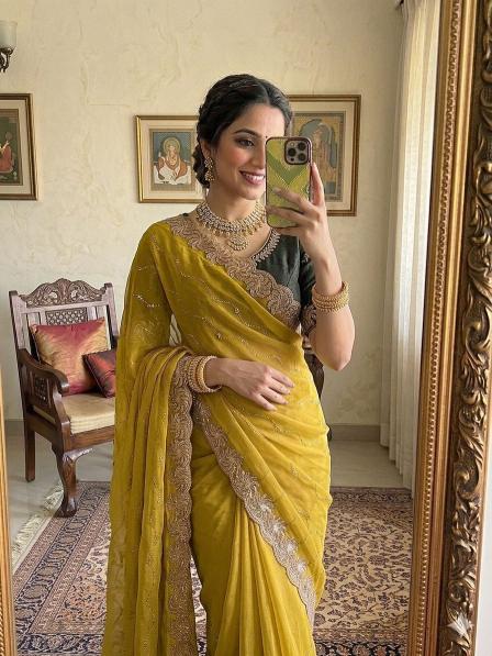 Dazira Star Georgette Sequence Wholesale saree suppliers in Ahmedabad