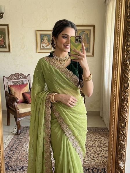 Dazira Star Georgette Sequence Wholesale saree suppliers in Ahmedabad