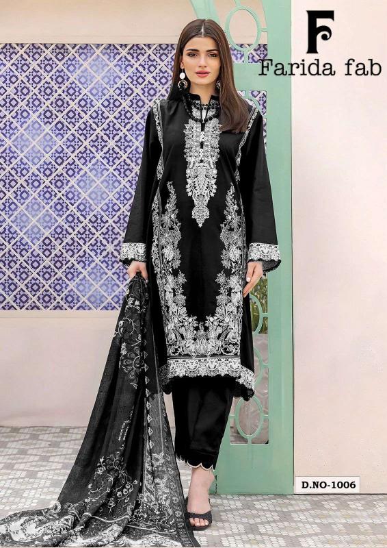 Farida fab Black & White Karachi Kurti Pant With Dupatta