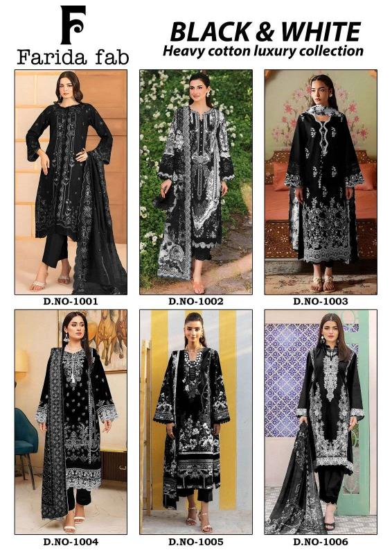 Farida fab Black & White Karachi Kurti Pant With Dupatta