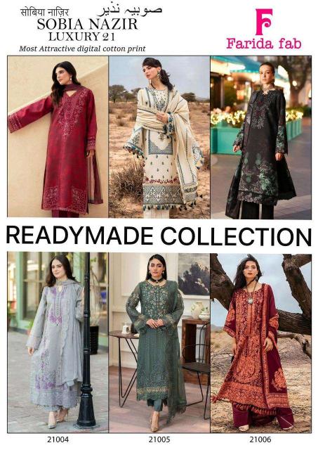Farida Fab Sobia Nazir Vol-21 – Karachi Kurti Pant With Dupatta - Wholesale Catalog