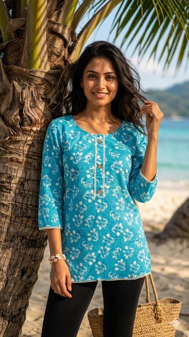 Felocity Cotton Printed Tunic Indian Kurti supplier in Kolkata