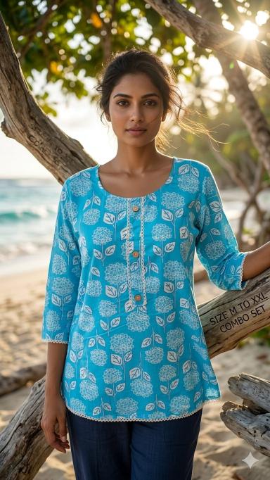 Felocity Cotton Printed Tunic Indian Kurti supplier in Kolkata