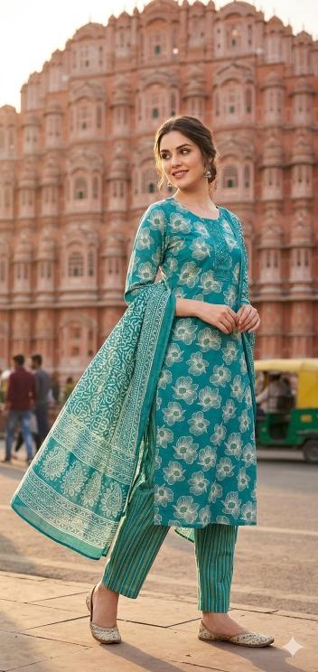 Felocity Cotton Slub Print Kurti manufacturers in Ahmedabad