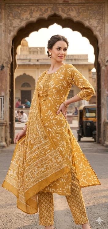 Felocity Cotton Slub Print Kurti manufacturers in Ahmedabad