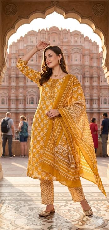 Felocity Cotton Slub Print Kurti manufacturers in Ahmedabad