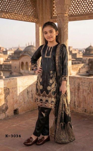 Felocity Mal Satin with Chinnon Duppata Designer kids kurtis for girls in Gujarat