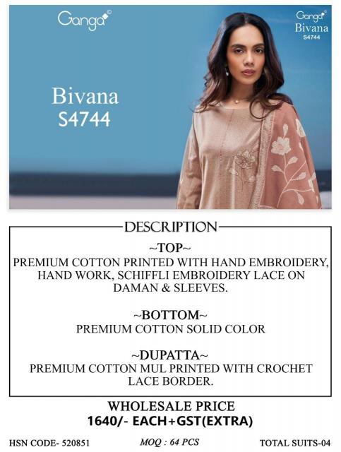 GANGA BIVANA 4744 Wholesale designer salwar kameez in Kolkata