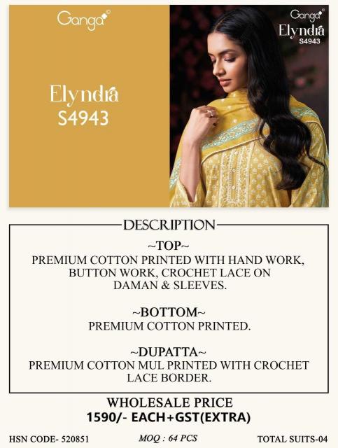 GANGA ELYNDRA 4943 Wholesale salwar suits supplier in Hyderabad