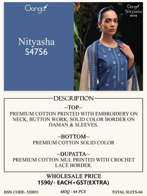 GANGA NITYASHA 4756 Indian salwar kameez wholesale