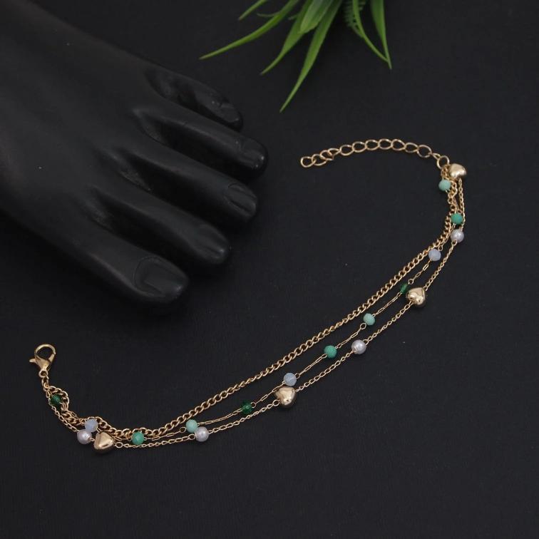 Gold & Silver Plated Designer Anklet – Elegant Multi Layer Payal for Women