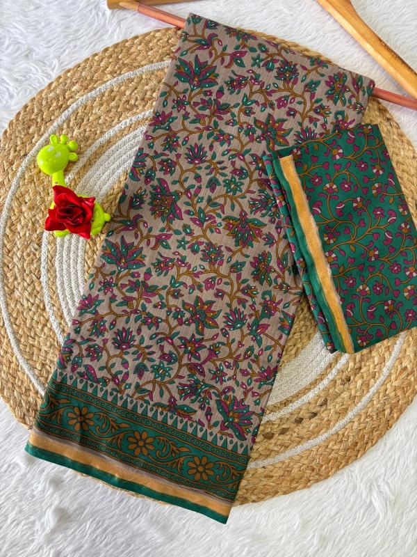 KALMKARI PRINT MALAI COTTON Wholesale saree market in Vadodara