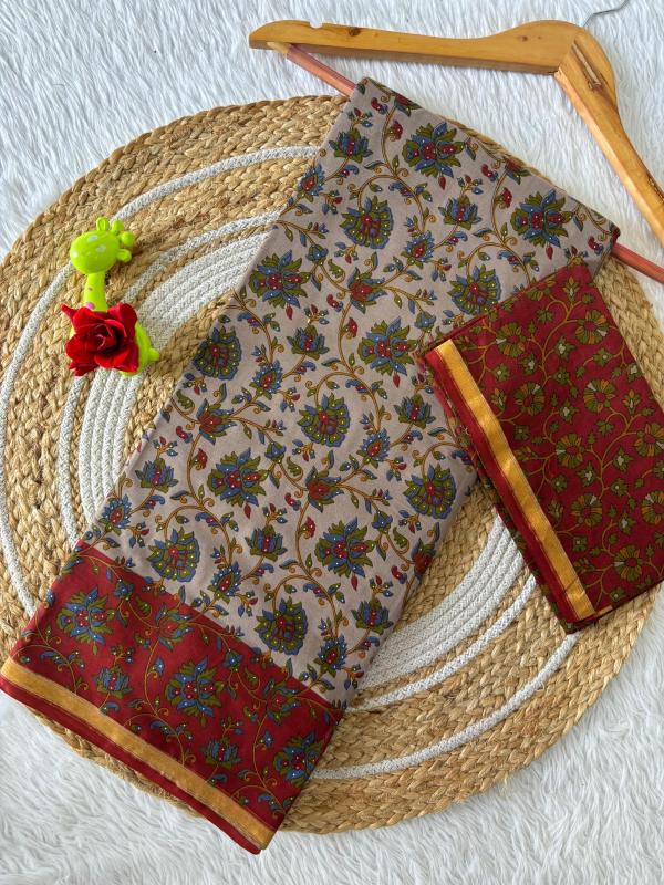 KALMKARI PRINT MALAI COTTON Wholesale saree market in Vadodara