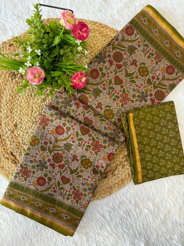 KALMKARI PRINT MALAI COTTON Wholesale saree market in Vadodara