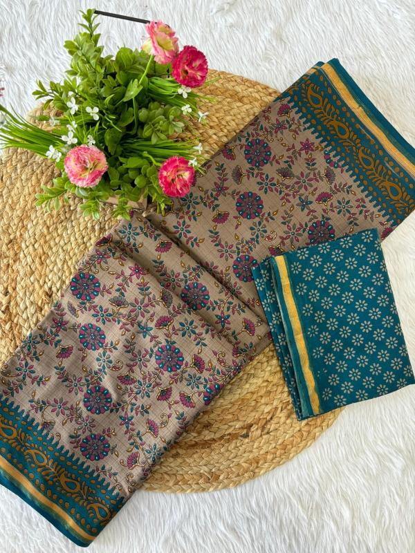 KALMKARI PRINT MALAI COTTON Wholesale saree market in Vadodara