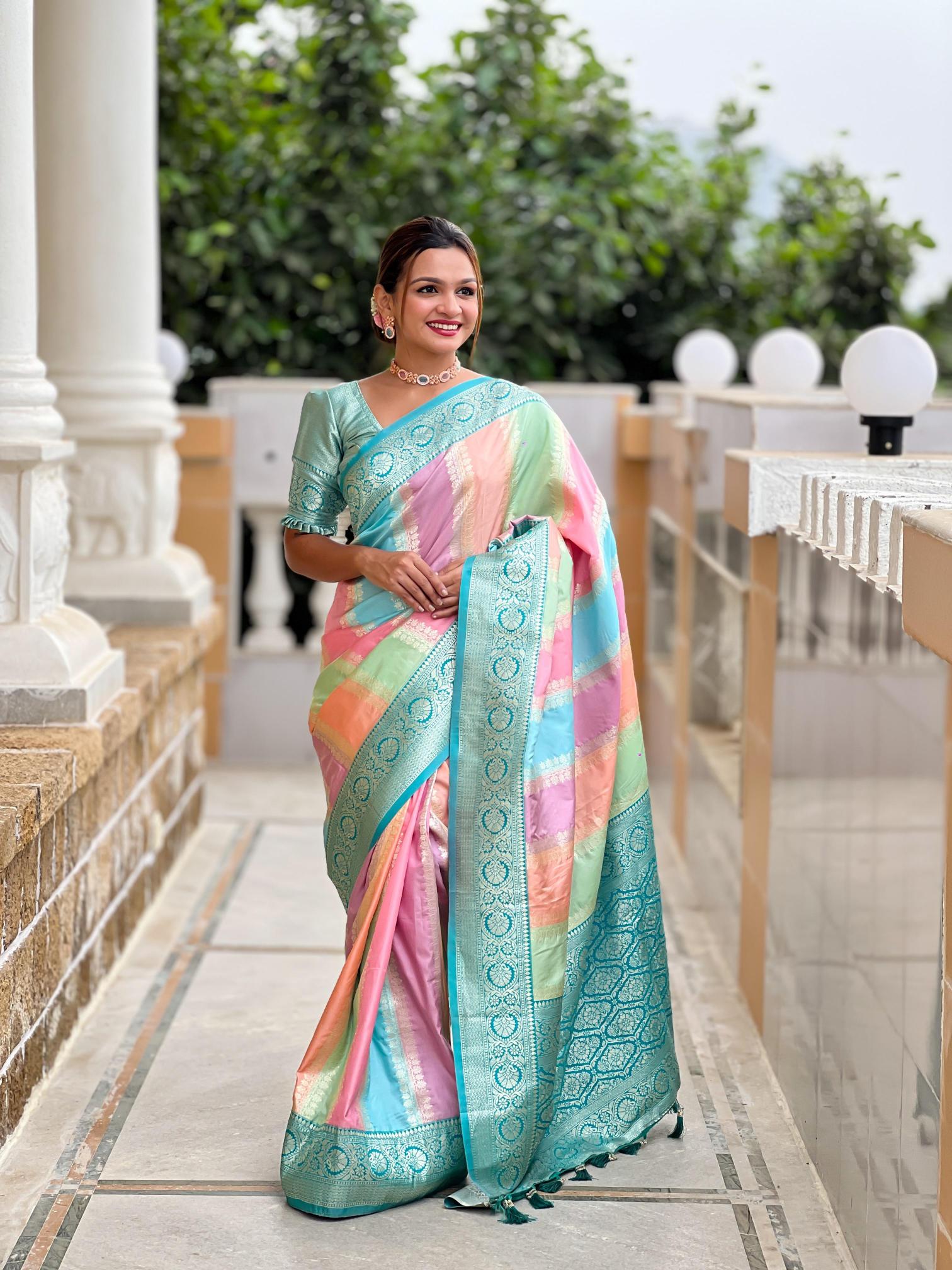 Muti Colour Banarasi silk wholesale saree market in bengaluru