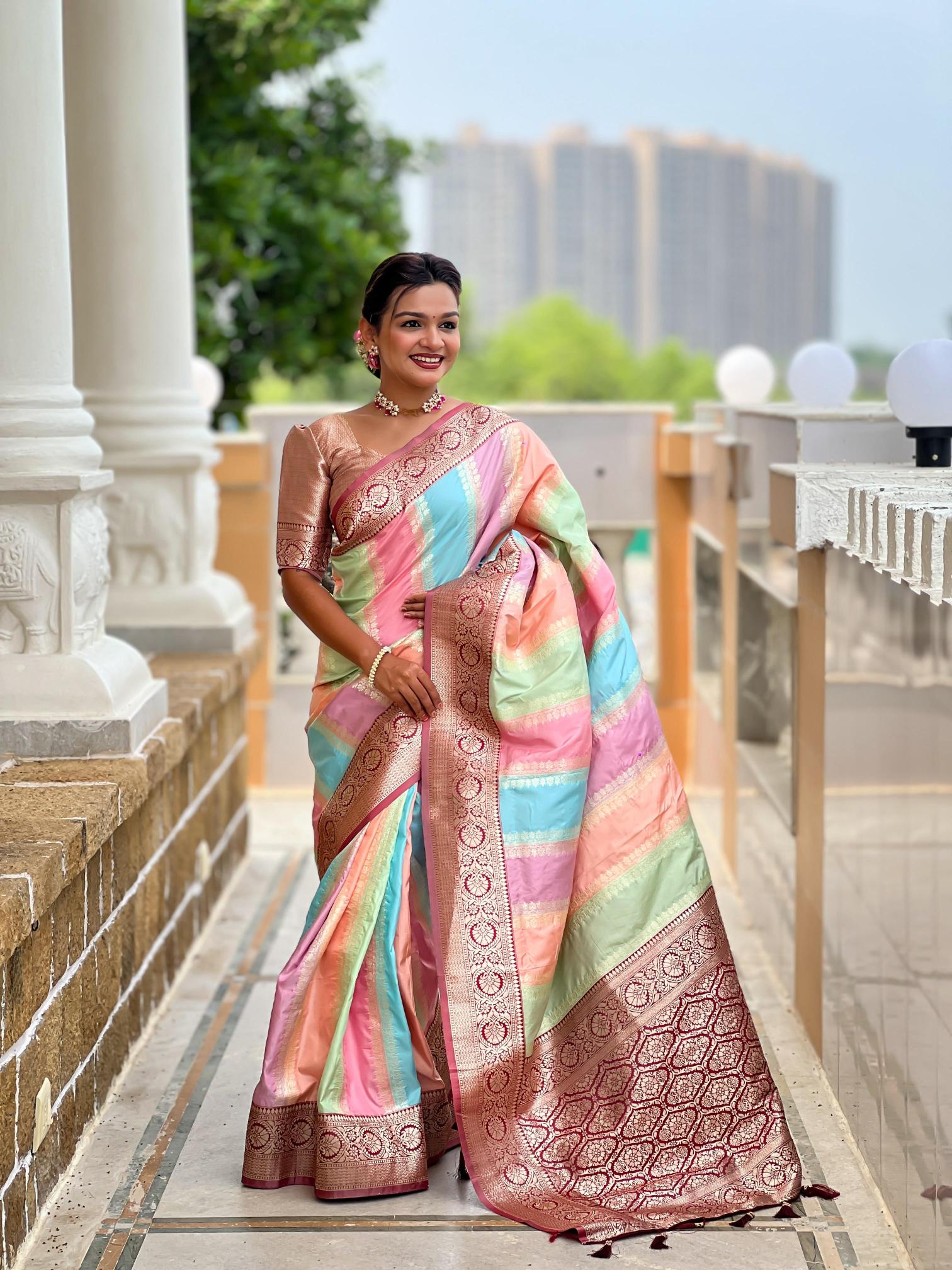 Muti Colour Banarasi silk wholesale saree market in bengaluru