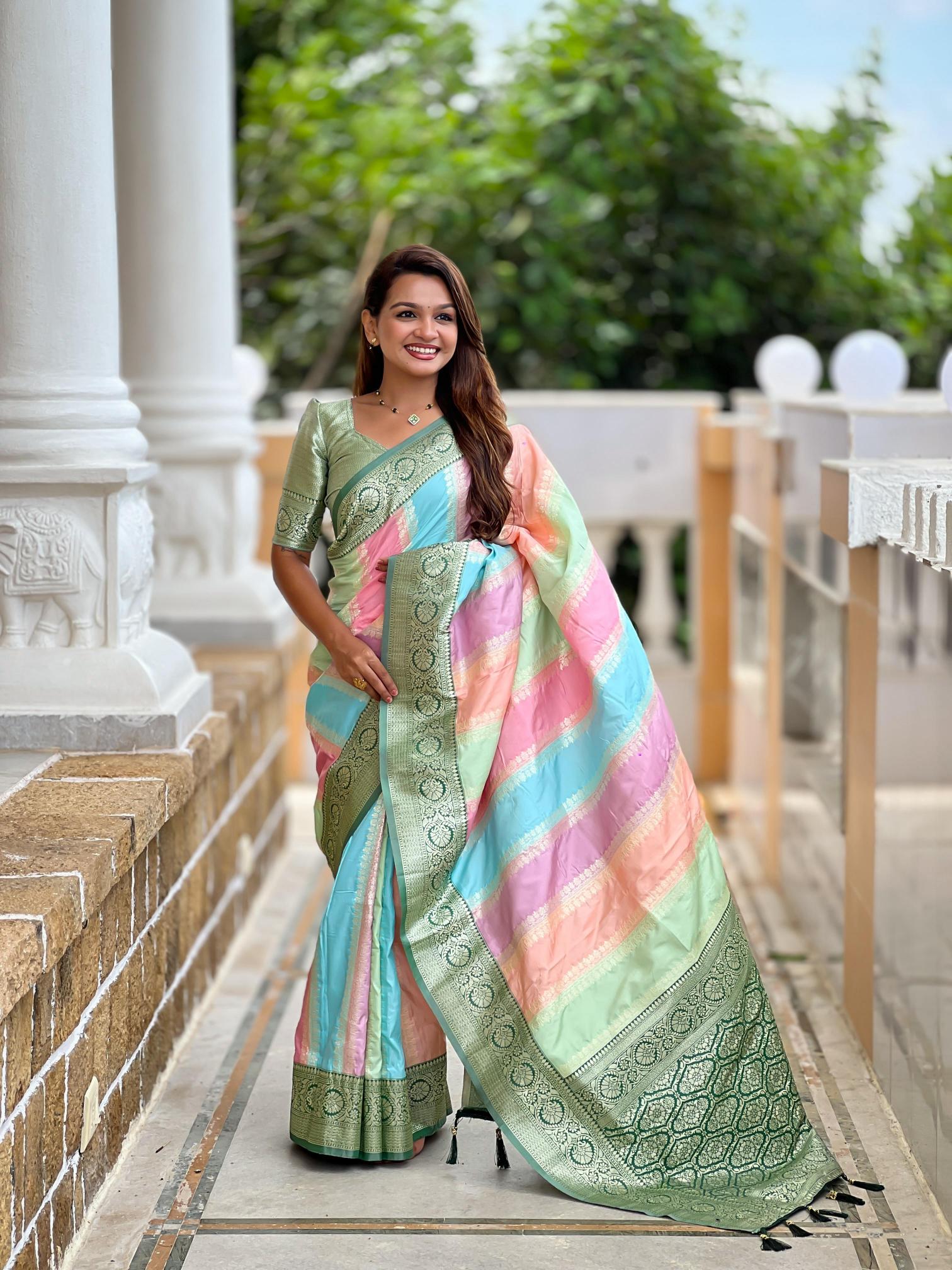 Muti Colour Banarasi silk wholesale saree market in bengaluru