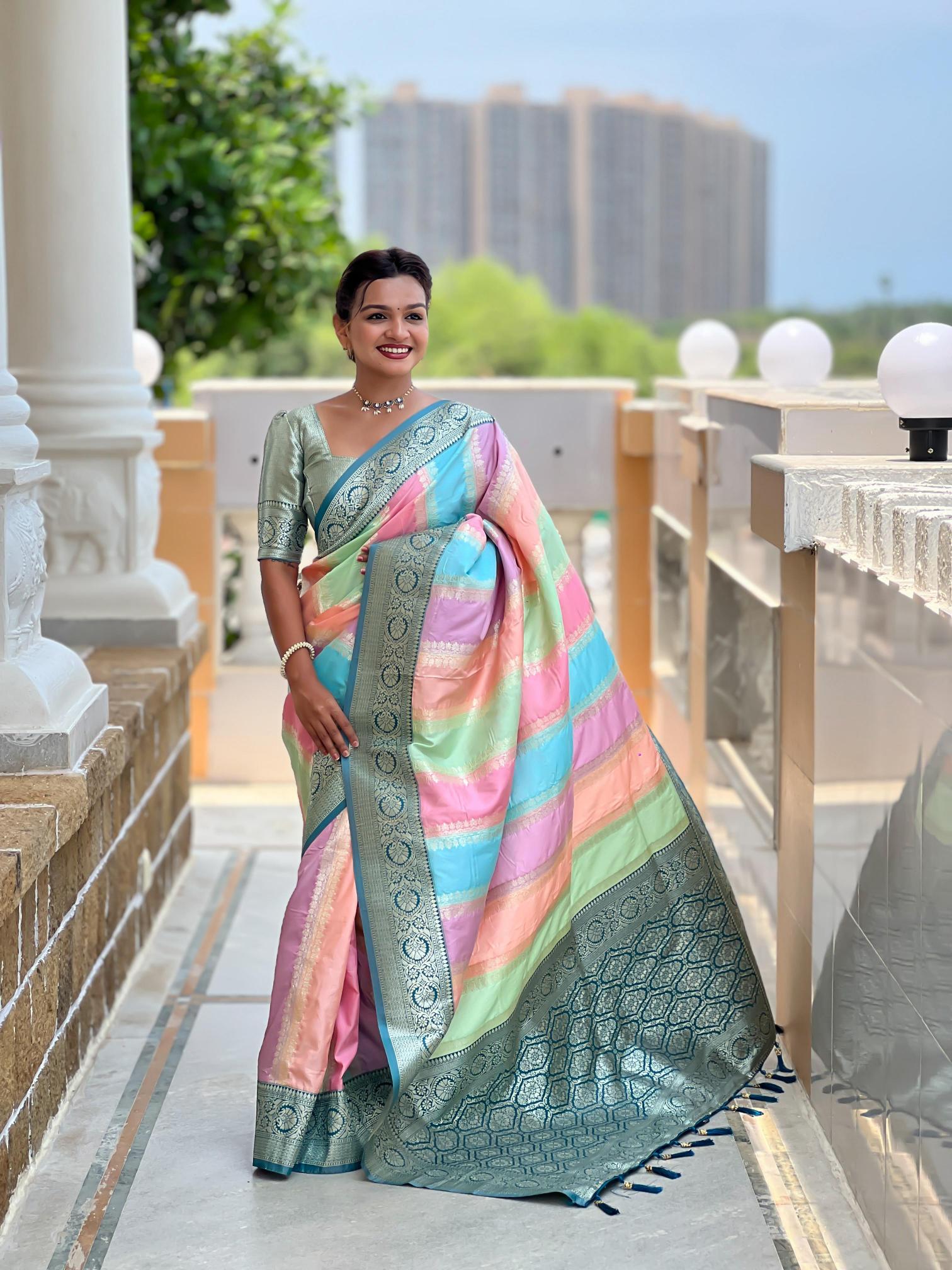 Muti Colour Banarasi silk wholesale saree market in bengaluru