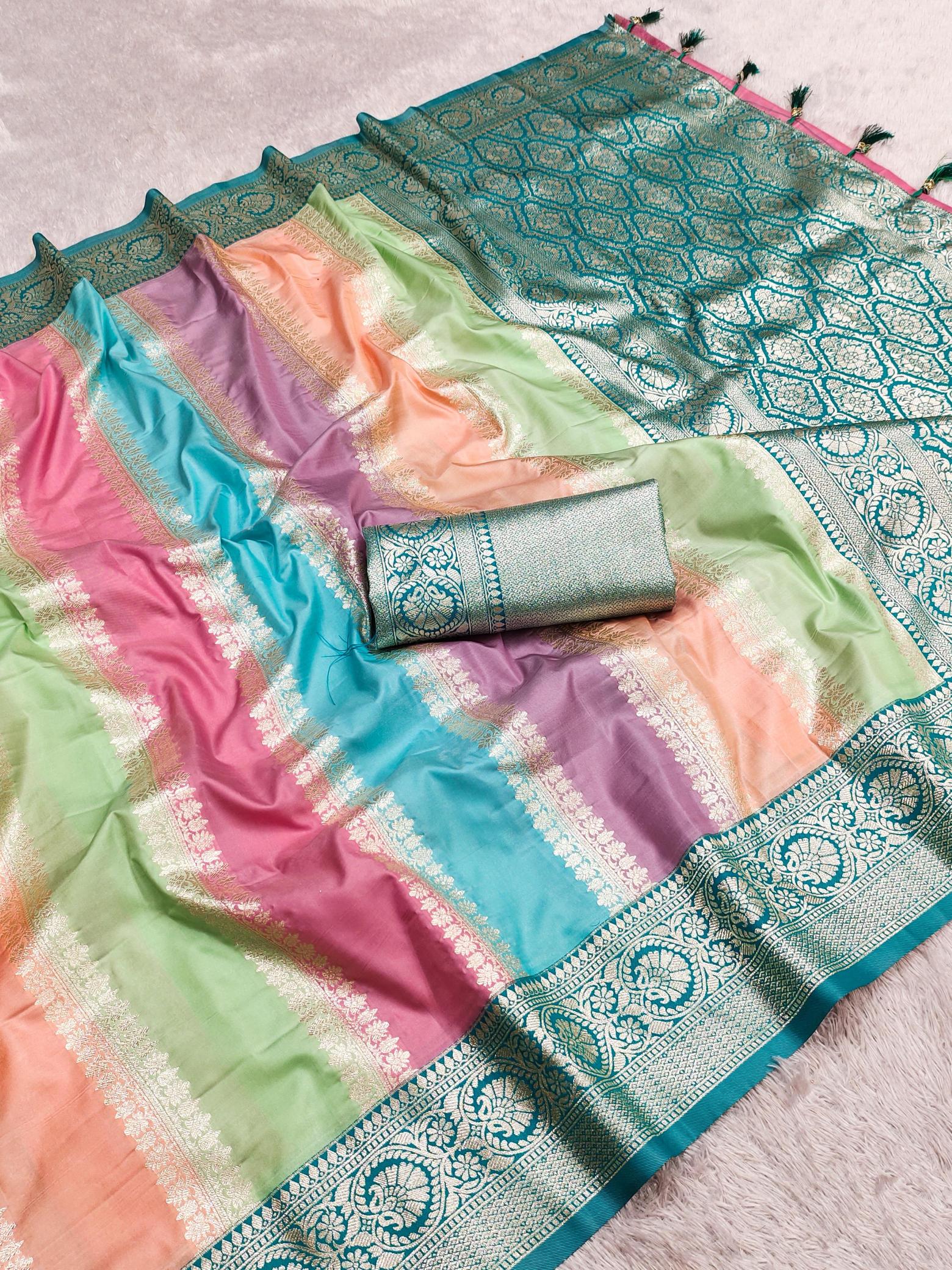 Muti Colour Banarasi silk wholesale saree market in bengaluru