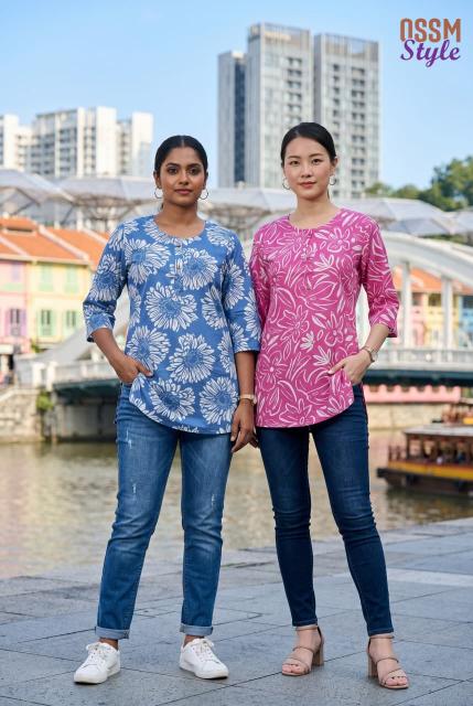 OSSM Style no 198 COTTON SHORT TOPS Printed kurtis wholesale