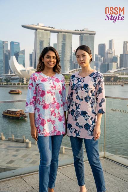 OSSM Style no 198 COTTON SHORT TOPS Printed kurtis wholesale