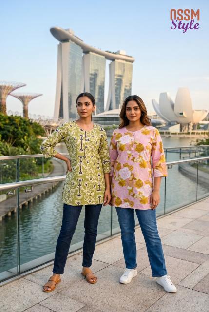 OSSM Style no 198 COTTON SHORT TOPS Printed kurtis wholesale