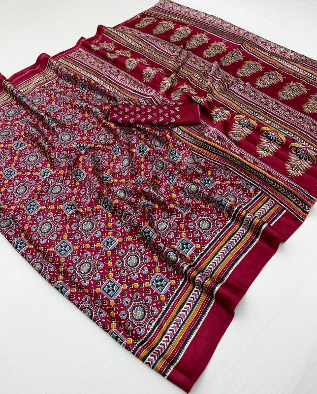 Rajtex Modal Satin Ajrakh Saree wholesalers in Pune