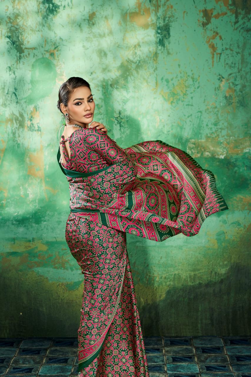 Rajtex Pure Ajrakh-039 Saree market in Pune