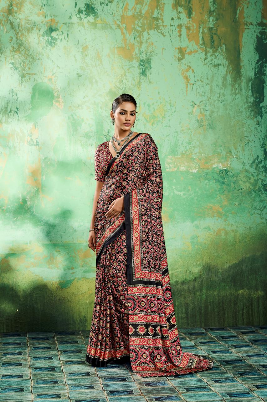 Rajtex Pure Ajrakh-039 Saree market in Pune