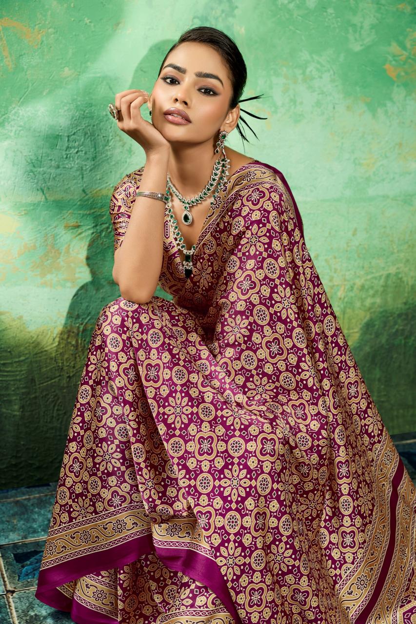 Rajtex Pure Ajrakh-039 Saree market in Pune