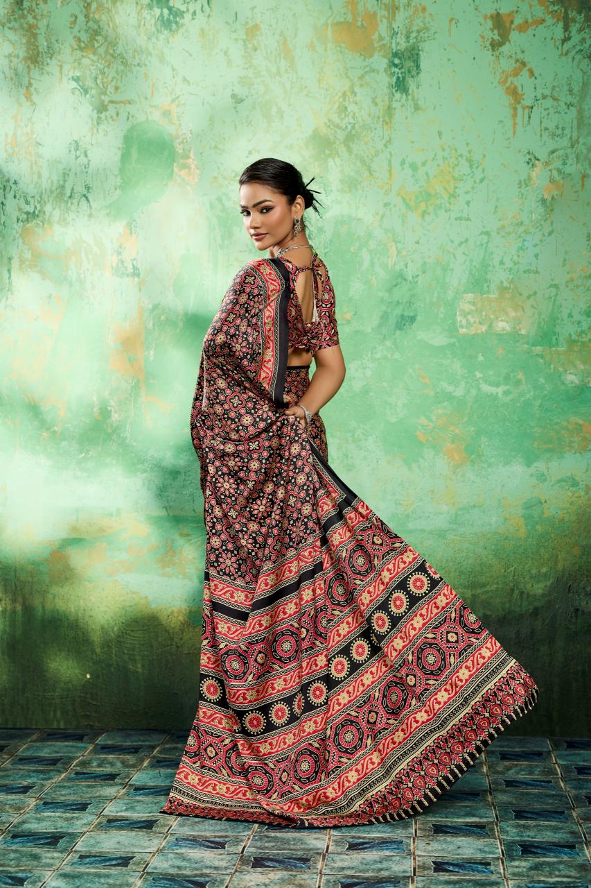 Rajtex Pure Ajrakh-039 Saree market in Pune