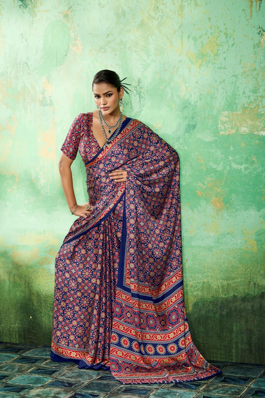 Rajtex Pure Ajrakh-039 Saree market in Pune